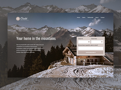 Chalet Landing Page booking booking system cabin chalet guesthouse holiday hotel booking house inn minimal mountain neutral room booking tourism travel vacation vacation rental winter wordpress wordpress theme
