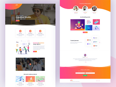 Glitz - React Landing Page Template agency landing page creative landing page glitz gradient illustration landing page react react landing page reactjs template ui ux
