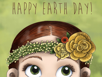 Happy Earth Day! earth earth day flowers hannah tuohy illustration lady mother nature nature plants woman