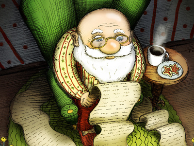 He's Making a List christmas hannah tuohy hes making a list illustration list santa claus