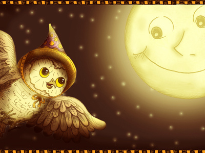 Happy Hoo-lloween! animal glow halloween hannah tuohy holiday illustration moon night owl sky