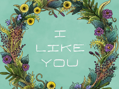 I Like You bloom blossom flower flowers hannah tuohy i like you illustration type wreath