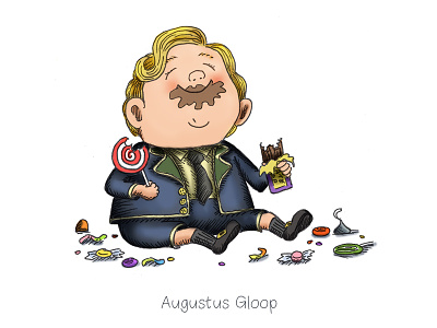 Augustus Gloop candy chocolate draw more 2013 hannah tuohy illustration willy wonka