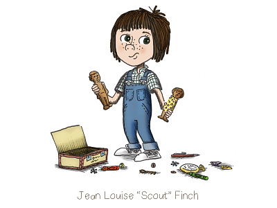 Scout Finch atticus boo radley box character hannah tuohy illustration kid mockingbird scout scout finch to kill a mockingbird