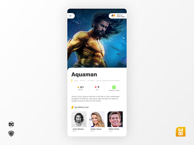 IMDB - Aquaman page adobexd app aquaman dc imdb movies rating redesign search warnerbros