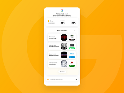 Google App - Entertainment Hub! 2019 animation app assistant google logo madewithxd now search ui