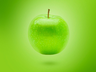 Green apple with a green background