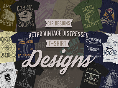 Retro Vintage T-Shirt Designs distressed mockup retro tshirt-design vintage