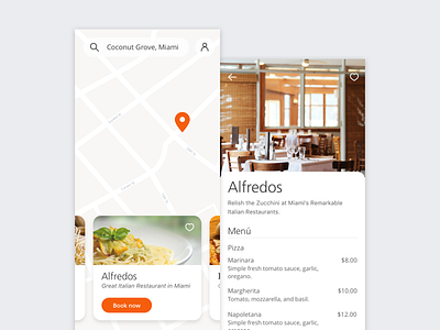 Map cards daily ui food italian map menu orange pasta restaurant ui