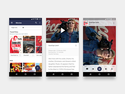 Entertainment on board android app movie travel trip ui user interface
