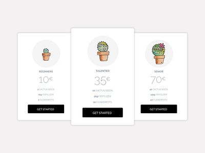 Pricing cactus dailyui illustration price pricing ui ux watercolor