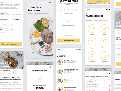 Loffel: Recipes market appdesign eat food gourmet interface kitchen recipe ui ux veggie yellow