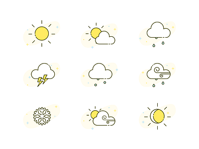 Weather Icons cloud icons snow sun thunder ui weather wind yellow