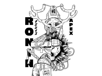 Ronin vs Apex INK branding crosshatching doodles illustration inkart inking lofi retroart texture trippyart vintage