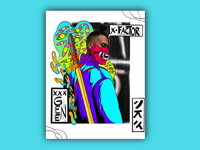 X-Factor🈵☯ branding collageart colorful doodles graphic design illustration inking retro streetwear texture