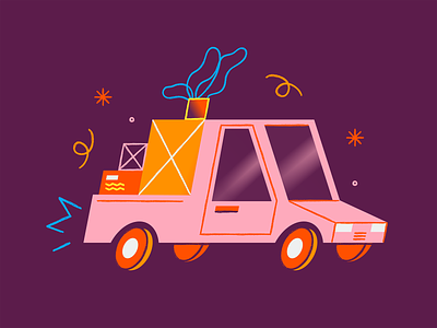 Delivery app ill car delivery design illustration texture vector web illustration