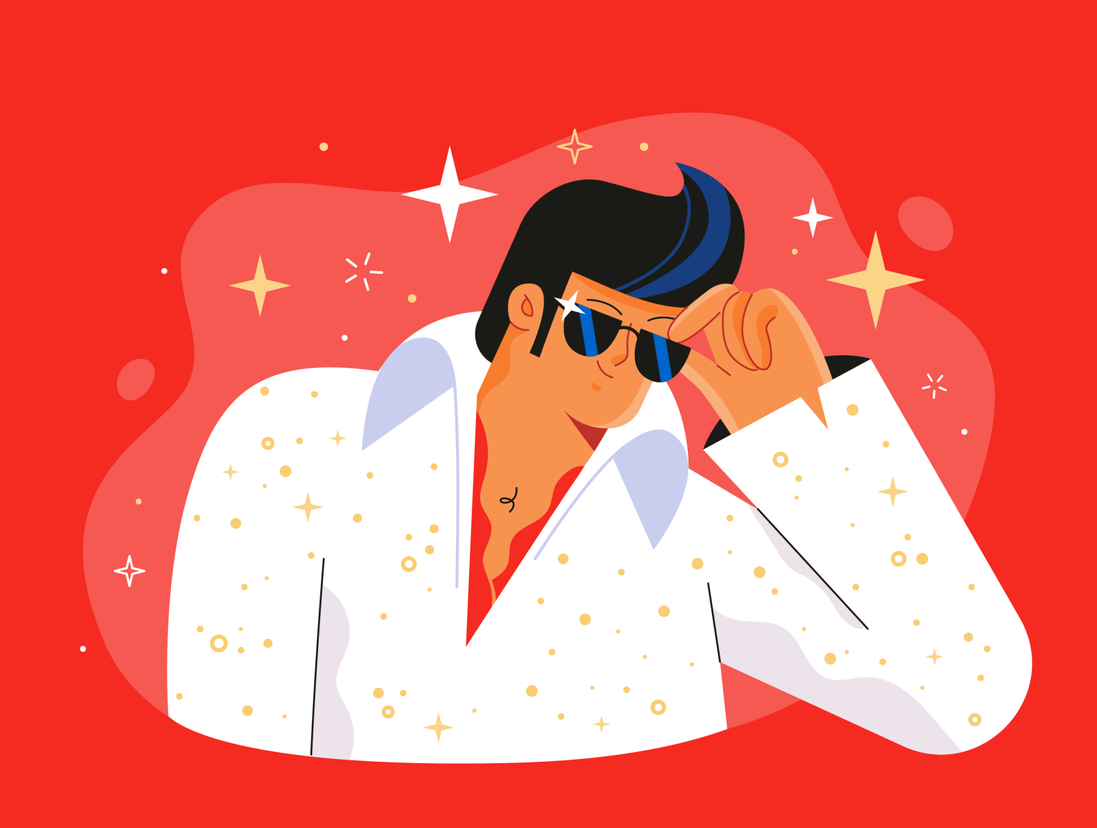 Success app illustration character character design cool design elvis elvis presley flat glasses illustration star success successful ui illustration vector web illustration