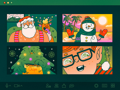 Remote New Year 2021 character character design christmas christmas tree christmasiscanceled elf holidays illustration new new year new year 2021 remotework santa snowman video conference videocall winter year zoom