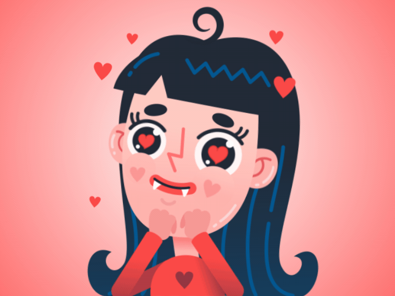 In love character design flat girl love motion