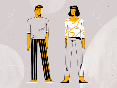 Characters 2d character character design design flat illustration line art people texture yellow