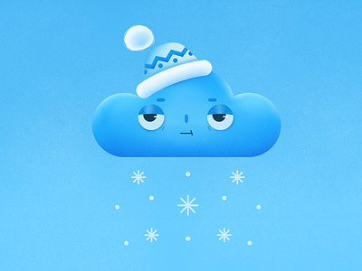 Winter Cloud 2d blue character character design cloud design flat hat illustration sleepy snow spring texture winter