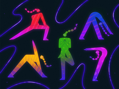 Yoga character character design design flat grain illustration neon space yoga