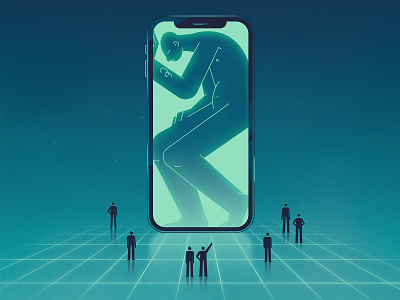Dependence Monument blog character character design design flat green illustration iphone x light man monument people phone social problems social profile texture