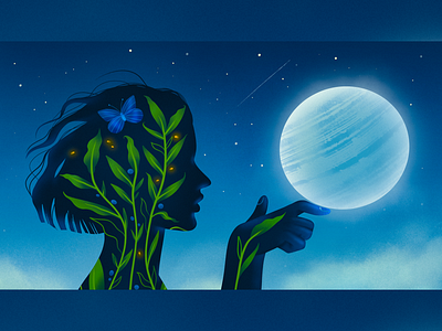 Connection character character design design illustration moon nature night planet texture