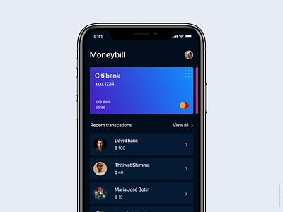 Moneybill concept $100 card credit dark fintech app dark ui debit earth fintech human interface design ios ios app mobileapp money uidesign view all