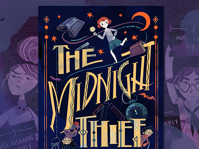 THE MIDNIGHT THIEF adventure cover coverbook coverdesign design illustration lettering middle grade