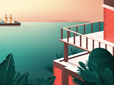 Seaside-illustration practice illustration