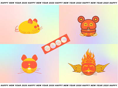 happy new year！ icon illustration logo mouse