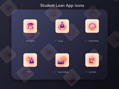 Bank Loan Icons in Mobile App with Background