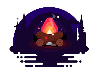 Hippy Set #1: Fun with Triangle campfire badge campfire icon campfire illustration design fire firelogs flat gamification badge icon illustration illustrations night ui vector woods icon