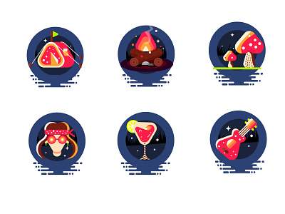 Did you notice Triangle in Hippie Set? badge designer badges for gamification camp icon camp illustration campfire icon camping icon drinks icon firelogs flat gamification badges guitar icon hippie girl icon hippies hippies icon set illustration magic mushroom icon magic mushroom illustration music vector