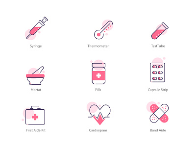 Medical Icon Outline Style 👩‍⚕️ band aide outline icon cardiogram outline icon healthcare icon ui healthcare outline icon icon design icon designer icon designer for hite medical icon medical icon ui syringe outline icon testtube outline icon themometer icon