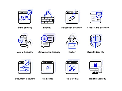 Cyber Security Icon Set - What's your feedback. 🕵🏼‍♂️ data security outline icon document security outline icon file settings outline icon firewall outline icon hacker outline icon hire icon designer icon design icon designer iconography icons mobile security outline icon ui