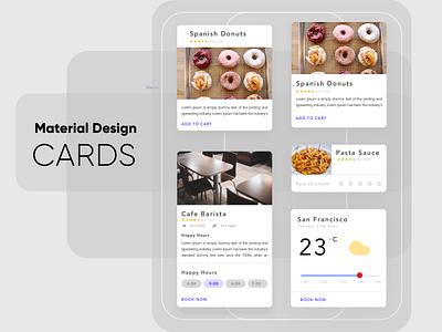 Material Cards cards in design cards ui clean material design ui ui components uidesign uiux uiuxdesign