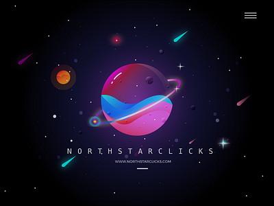 ANOTHER DESIGN CONCEPT FOR OUR BRAND NORTHSTARCLICKS badges branding gamification gamify gradients illustration illustrations meteor night planet solar space stars universe