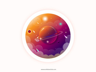 3D Planet Inspired by Julien badges for cosmos exploration galaxy gamification badge designer gradient icons illustration meteor moon planets space star universe vector