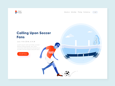 Web Illustration + Concept for a Soccer Event at U.S 2d flat football homepage illustration illustrations soccer sports vector web design