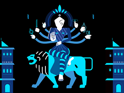 Work in Progress - Durga Maa Goddess 2d art artist badges black branding design durga dussehra flat flat design gamification goddess goddess durga illustration illustrations lion vector