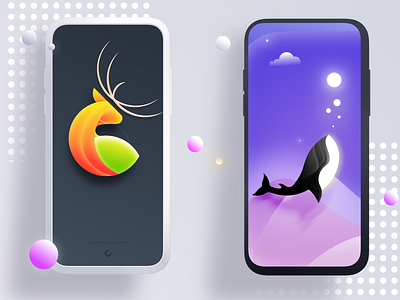 Regale Deer and Effulgent Whale animal animal art clean deer head deer illustration gradient icon illustration illustrations mobile mobile mockup splash screen ui ui ux ui ux design ui ux ux vector whale