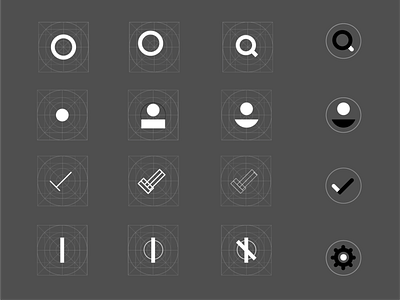 Basic System Icons Step by Step Process dailyui flat functional icon icon grid iconography icons material design product design product icons search icon settings icon system icons ui username icon ux vector