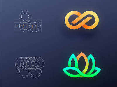 Shapes and Symbols or Logo from Dribble's Popular branding flower flower illustration flower logo geometric golden ratio icon icons illustration logo lotus lotus flower shapes symbols ui vector