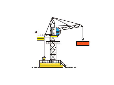 Flat Design | Tower crane design illustrator