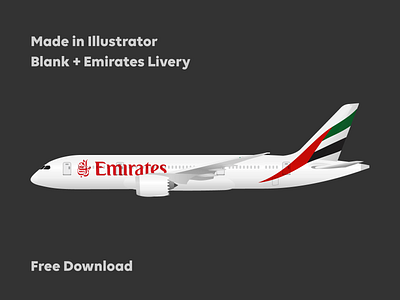Boeing 787-8 Emirates Livery airplane branding design freebie illustration vector