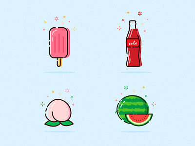 Icon cola food peach summer watermelon