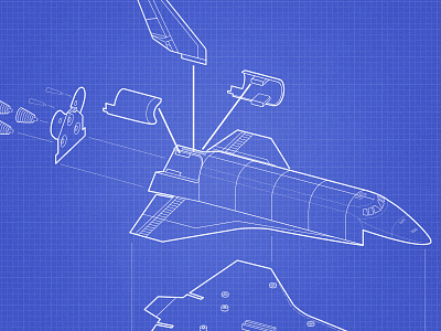 Shuttle Toy Assembly Instructions blueprint illustration line art model