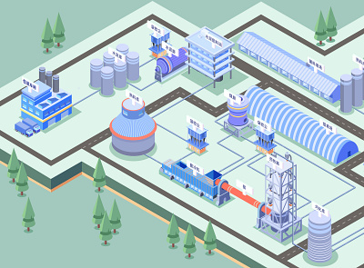 Flow chart of cement production design ui 图标 插图